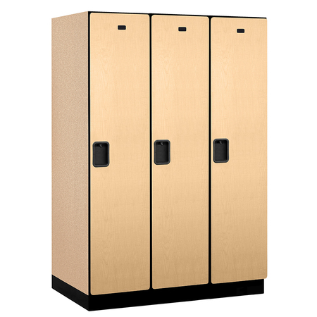 SALSBURY INDUSTRIES 1 Tier Designer Locker, 54"Wx76"Hx24"D, 3 Door, Maple 18-21364MAP